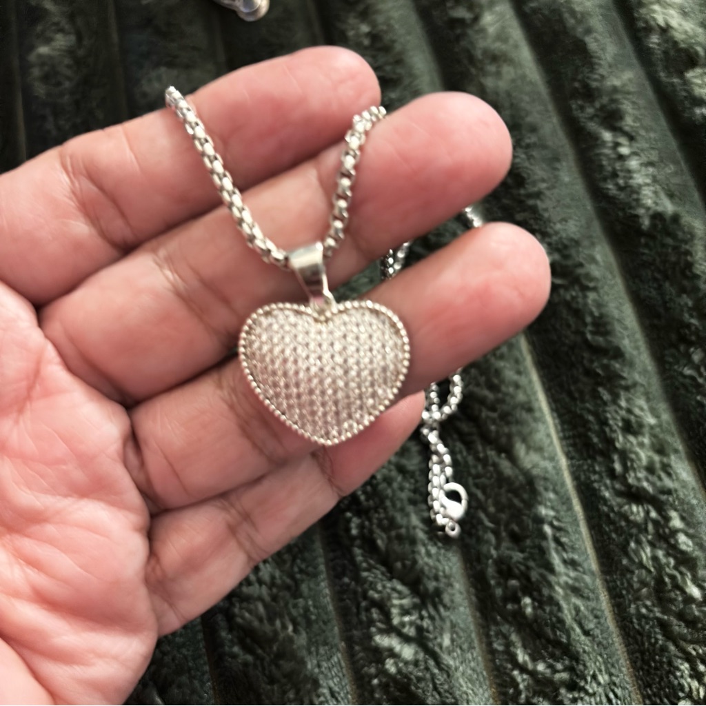 Elegant Silver 925 Heart Pendant Necklace 55$